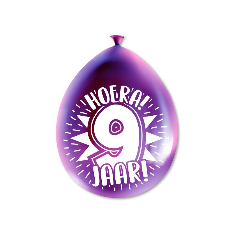 Paperdreams Cijfer Ballonnen - 9 jaar 8 stuks 30cm