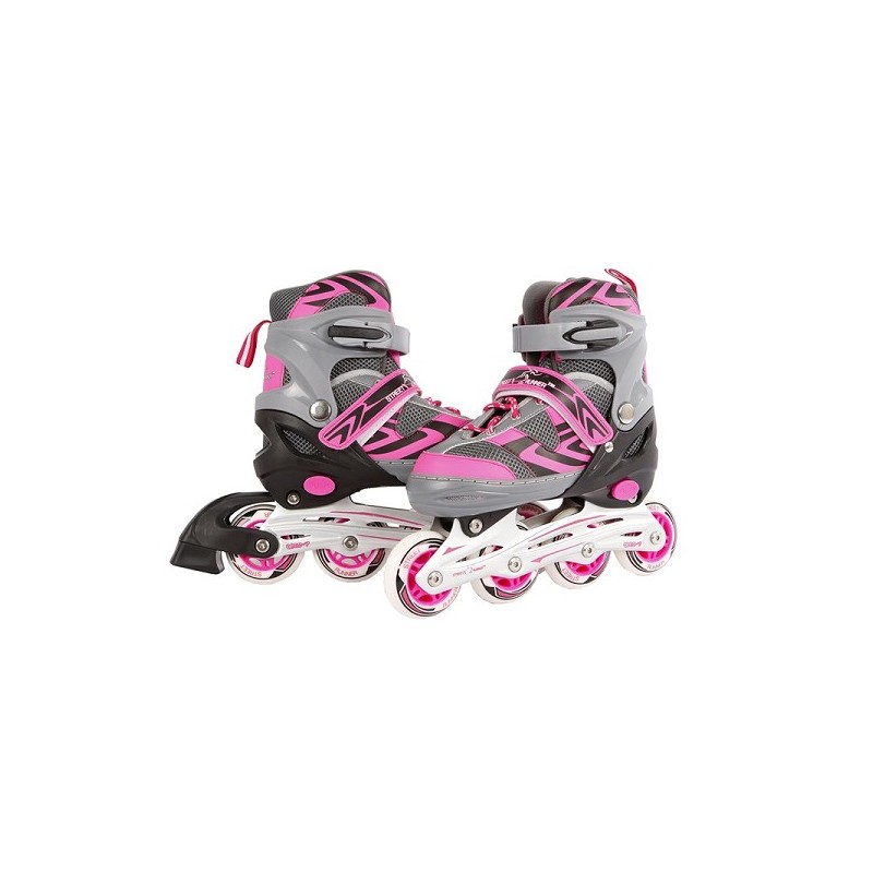 Inline skates roze/grijs abec7 alu frame verstelbaar maat 35-38