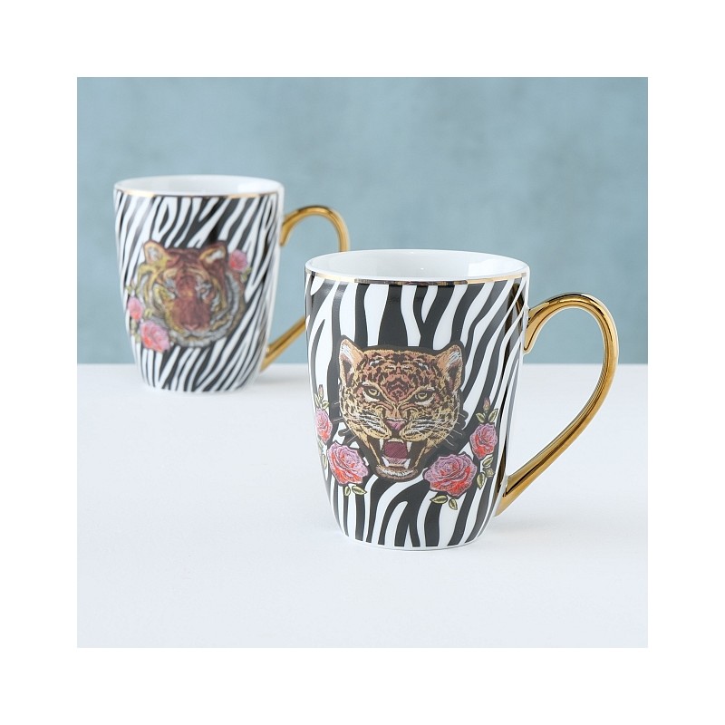 Boltze Home Tasse Pardy 330ml porcelaine or antique/noir