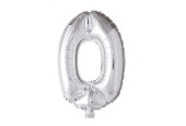 Ballon chiffre chiffre '0' feuille d'argent 40cm adapté à l'hélium