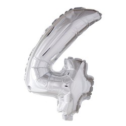 Ballon chiffre chiffre '4' feuille d'argent 40cm adapté à l'hélium