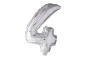 Ballon chiffre chiffre '4' feuille d'argent 40cm adapté à l'hélium