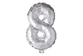 Ballon chiffre chiffre '8' feuille d'argent 40cm adapté à l'hélium