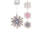 Hangdeco Sneeuwvlok  dia13cm van hout en wol
