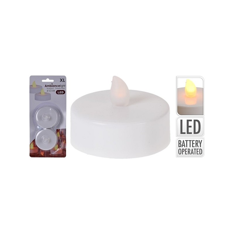 Theelicht jumbo led 2 stuks op kaart op batterij