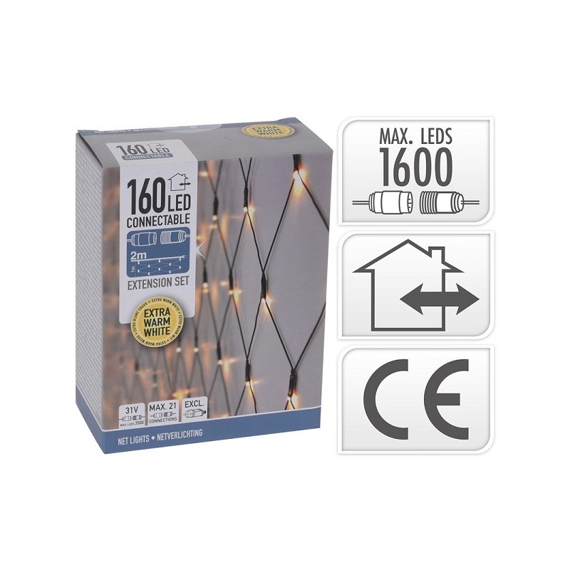 Koppelverlichting Netverlichting met 160Led 2x1m extra warmwit max.  (exclusief 31V startsnoer, zie 114149)
