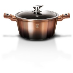 BerlingerHaus couvercle en verre pour poêle 20cm Ligne métallique Collection Rose Gold Noir