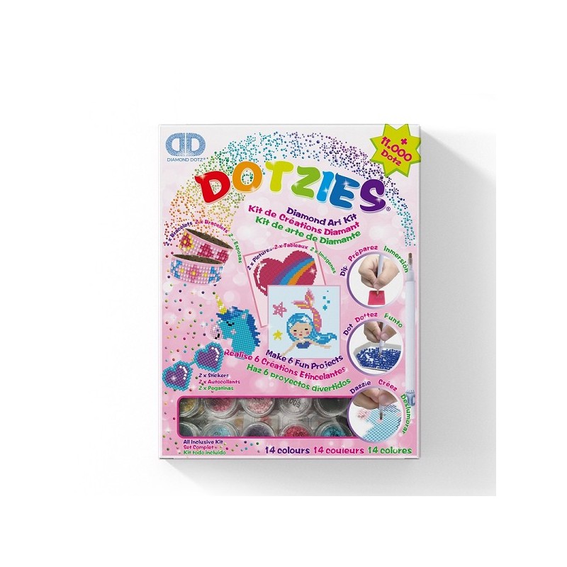 Diamond Dotz Megapack Dotzies 6 pièces : peinture diamant pour filles