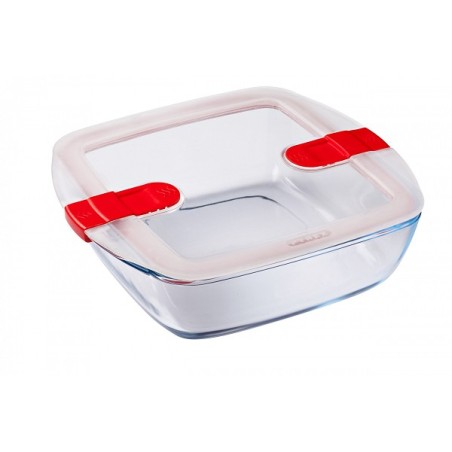 Pyrex COOK&HEAT Vierkante schaal met deksel 2,2L 25x22x7cm