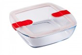 Pyrex COOK&HEAT Vierkante schaal met deksel 2,2L 25x22x7cm