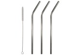 Pailles en acier inoxydable 21cm avec brosse 3pcs argent