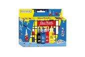 Peinture pour verre Grafix, 4 couleurs : noir, bleu, rouge et jaune.