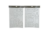 Raamversiering huizen wit 40x28.5cm
