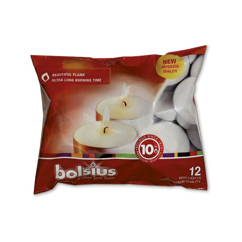 Bolsius Maxi bougie chauffe-plat 10 heures sachet a 12