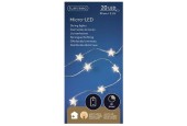 Lumineo micro LED verlichting ster zilver/warm wit 95cm-20L op batterij