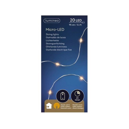 Lumineo micro LED streng zilver/klassiek warm 95cm-20L op batterij