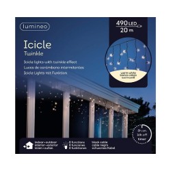 Lumineo LED Icicle Lights Twinkle Buiten Zwart/warm Wit 2000cm-490L