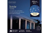 Lumineo LED icicle lights twinkle buiten zwart/warm wit 2000cm-490L