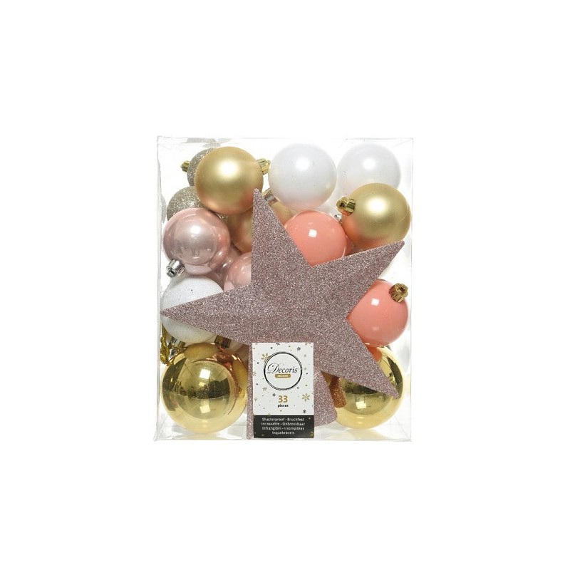 Set de boules de Noël Decoris 33 pièces avec pic en plastique (T)