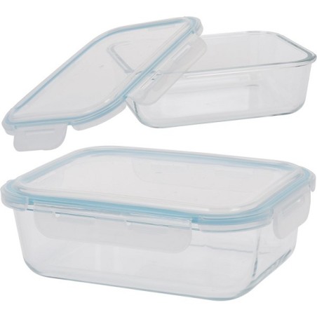 Bol de conservation en verre avec couvercle 1480ml 22x16cm