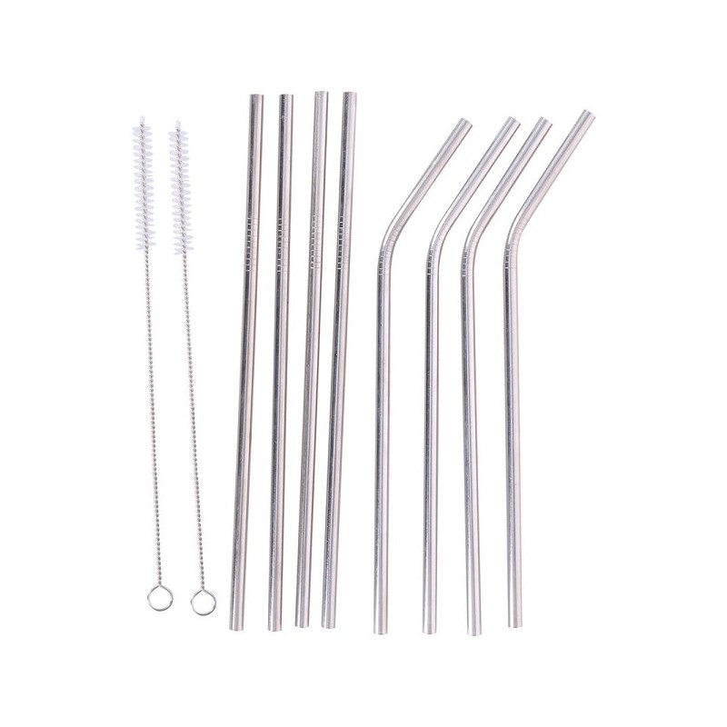 Pailles réutilisables Alpina en acier inoxydable 8 pièces avec 2