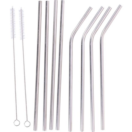 Pailles réutilisables Alpina en acier inoxydable 8 pièces avec 2