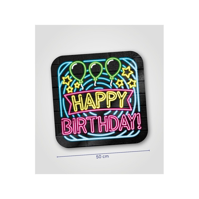 Paperdreams Huldeschild neon 50 cm  - Happy Birthday