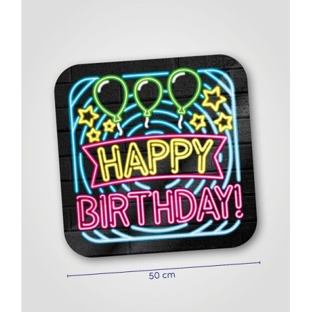 Paperdreams Huldeschild neon 50 cm  - Happy Birthday