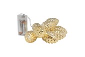 LED verlichtingslinger met 10 dennenappels goud op batterij (niet incl.) 110 cm