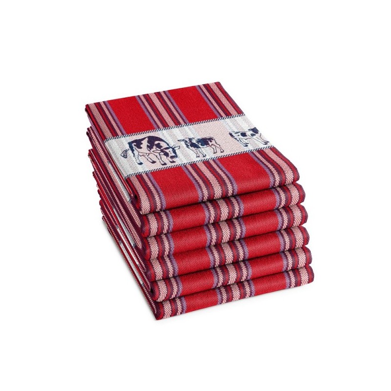 DDDDD Theedoek Friesian red 60x65cm 6 stuks