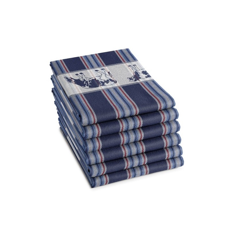 DDDDD Theedoek Friesian blue 60x65cm 6 stuks