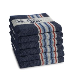 DDDDD Torchon de cuisine Frison bleu 50x55cm 6 pièces