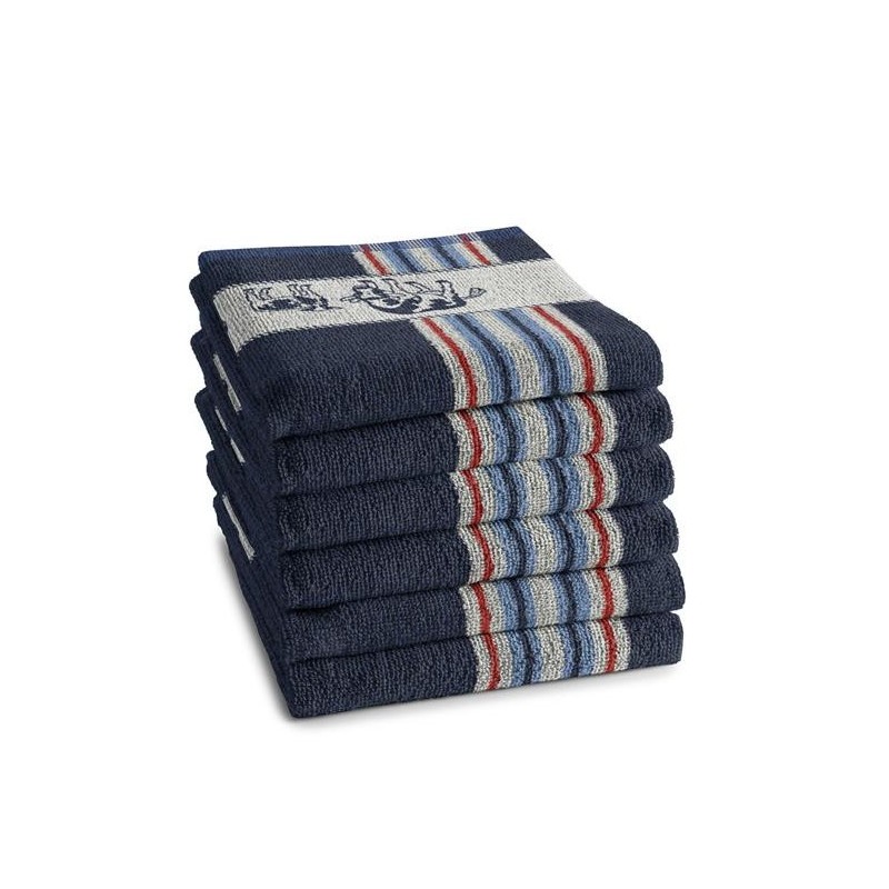 DDDDD Torchon de cuisine Frison bleu 50x55cm 6 pièces