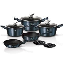BerlingerHaus Gourmet Line Batterie de cuisine 5 pièces Aqua Marine Blue avec accessoires également pour induction