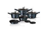 BerlingerHaus Gourmet Line Batterie de cuisine 5 pièces Aqua Marine Blue avec accessoires également pour induction