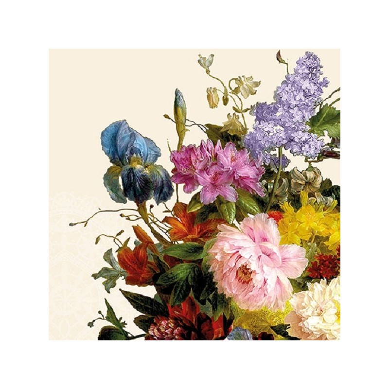 Serviettes Ambiente 33x33cm Nature Morte Bouquet Crème