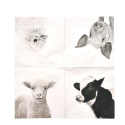Esschert Design Serviettes animaux de la ferme 25x25cm