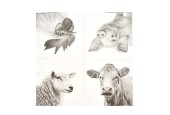 Esschert Design Serviettes animaux de la ferme 33x33cm