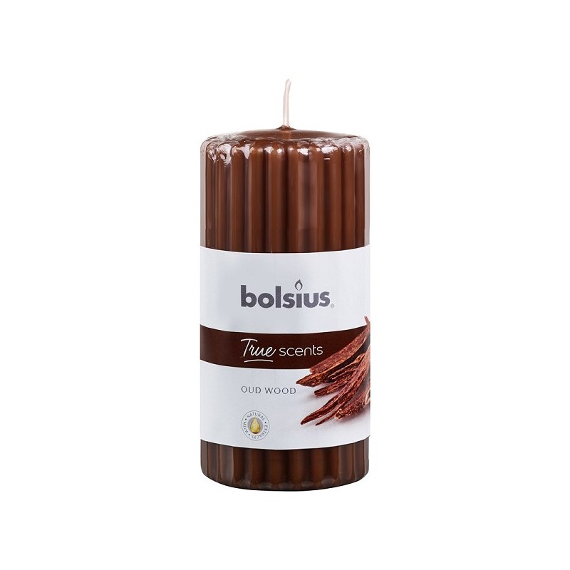 Bolsius Stompkaars geur True Scents Oud Wood 120/58