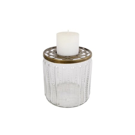 Kandelaar rond " Open Jar" helder glas 16x16x15cm