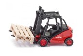 siku 1722, Linde heftruck, 1:50, metaal/kunststof, rood, beweegbare vork, incl. 2 pallets