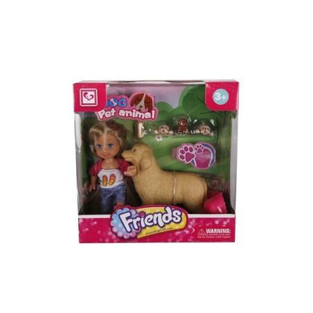 Cute Girl 10cm Met Hond En Puppies