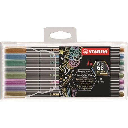 Stabilo Viltstift Pen 68 Metallic Etui A 8 Stuks