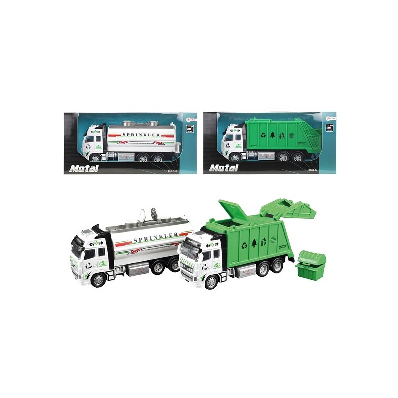 Toi Toys Vuilniswagen/tankwagen metaal 18cm