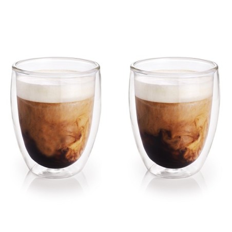 Lot de 2 verres à thé ou verres à café double paroi sans oreille Ø8x11,5cm
