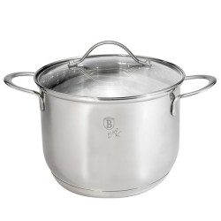BerlingerHaus Silver Jewellery marmite à soupe en acier inoxydable Ø24 cm avec couvercle en verre également induction 7,5L 24x17