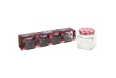 Bocaux de conservation ensemble de pots à confiture en verre avec couvercle à carreaux rouges 4 pcs