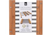 Excellent Houseware Coaster en acier inoxydable avec bambou 22cm extensible à 35cm