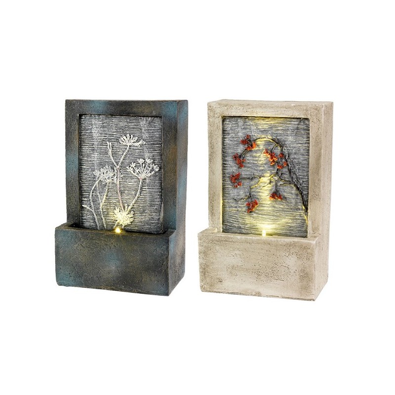 Lumineo LED poly fontein met bloem (binnen of buiten) 9.5x15x23cm