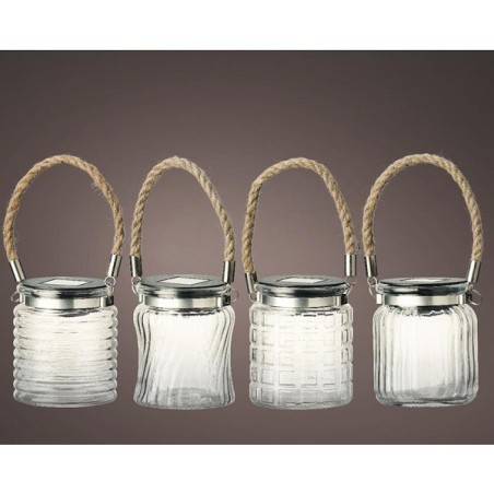 Lumineo LED solar lantaarn glas buiten 7,5x9cm (incl. batterij)